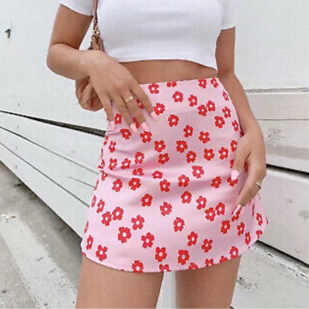 Princess Polly Floral Pink Skirt